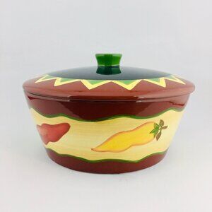 THE MAIN INGREDIENTS Southwestern Chili Peppers Stoneware Large Lid Serving Bowl